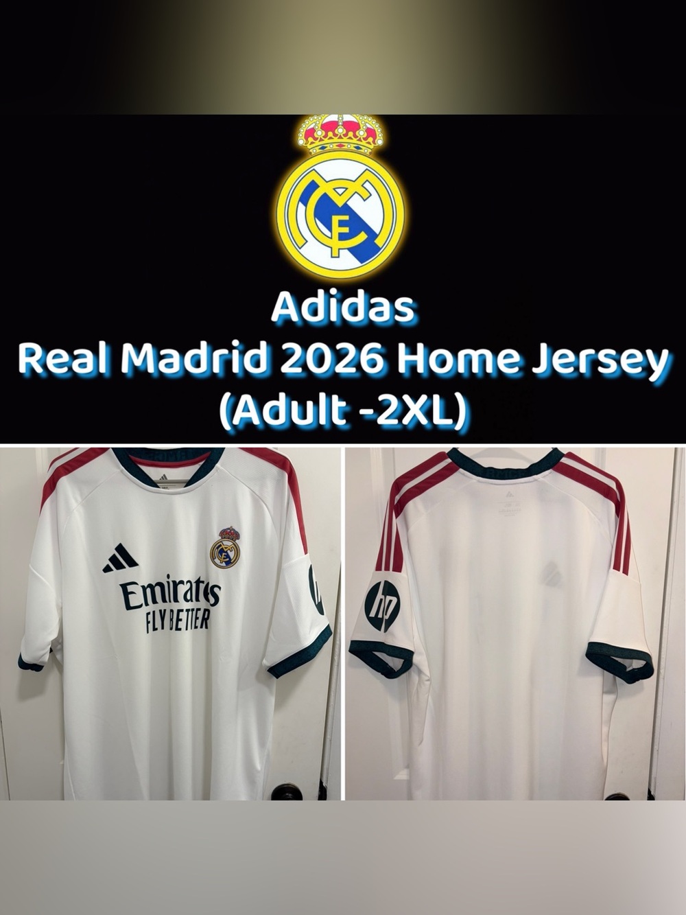 Adidas Real Madrid 2026 Home Jersey - 
(Adult -2XL) NWOT